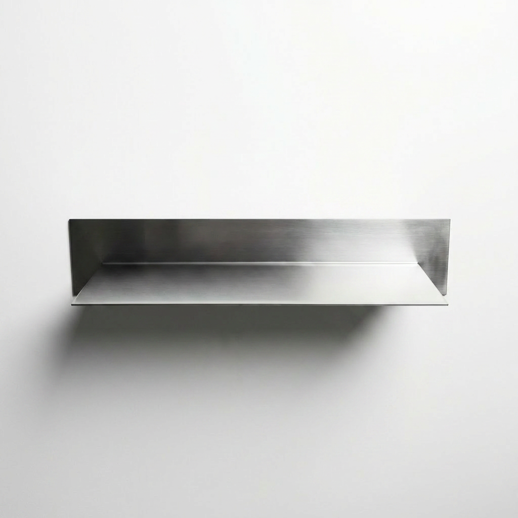 Ferrani Mono Plane brushed steel wall shelf side view premium quality